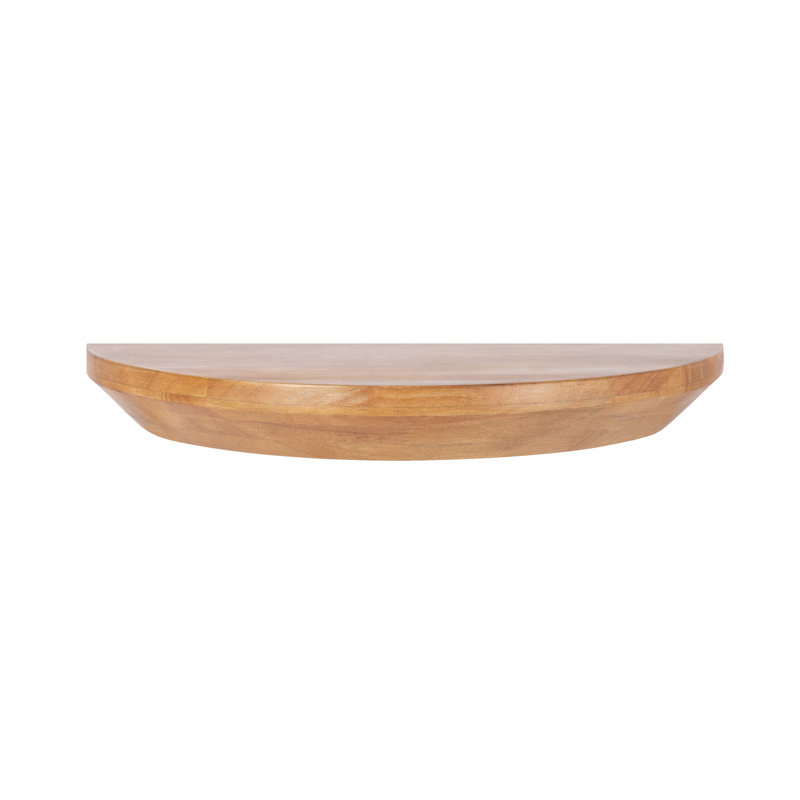 Canvey Half Moon Solid Wood Floating Table Shelf, 2.25" H x 18" W x 9" D