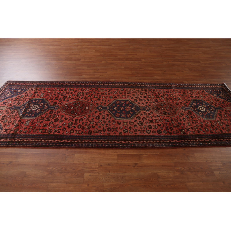 Tapis de couloir unique en laine noué à la main style 1980S de 3 pi 6 po x 9 pi 9 po Shannetta