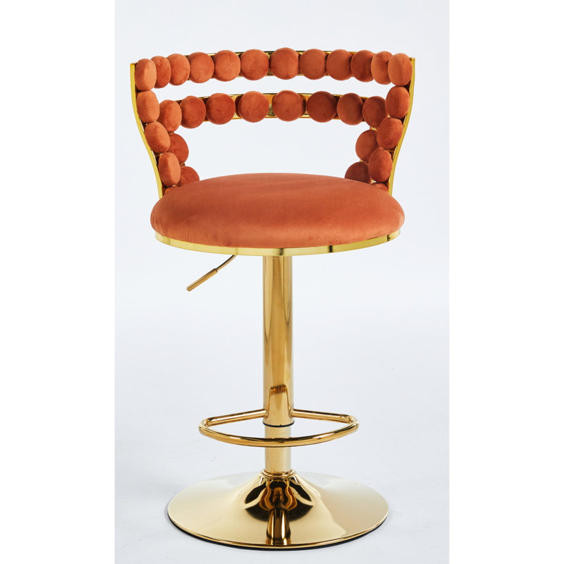 Chaise de bar moderne à 2 pieds dorés avec pieds en métal confortables et polyvalents