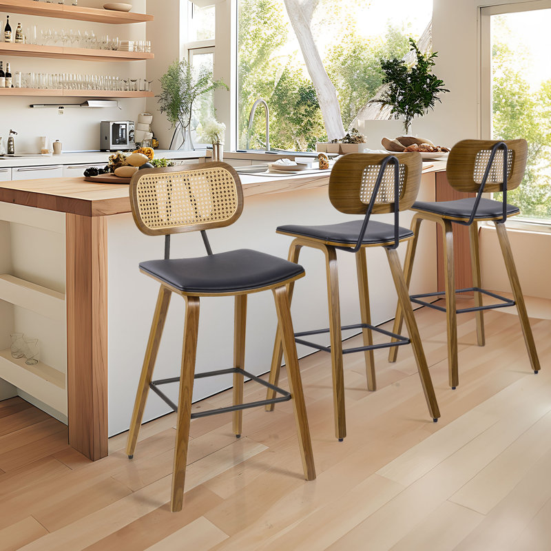 Tabouret de bar 26 po, Similicuir noir, 3, Tabouret de comptoir (siège d'une hauteur de 26 p