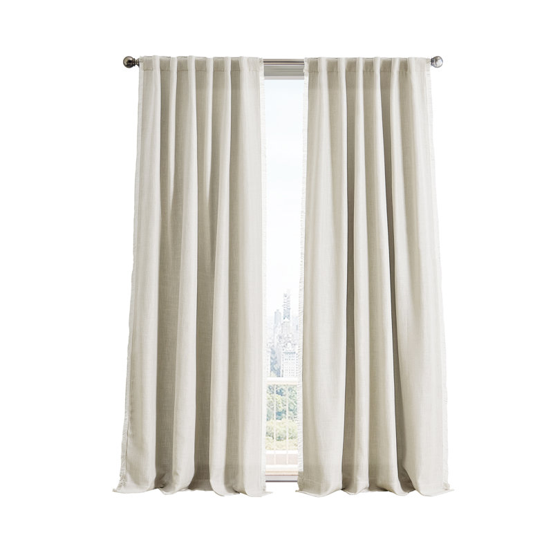 Paire de rideaux en lin de 50 po x 84 po DKNY Avery Frayed Edge, Beige, L 50 po x L 84 po