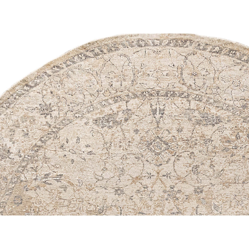 Handmade Silk and Wool Area Rug, Round 8'