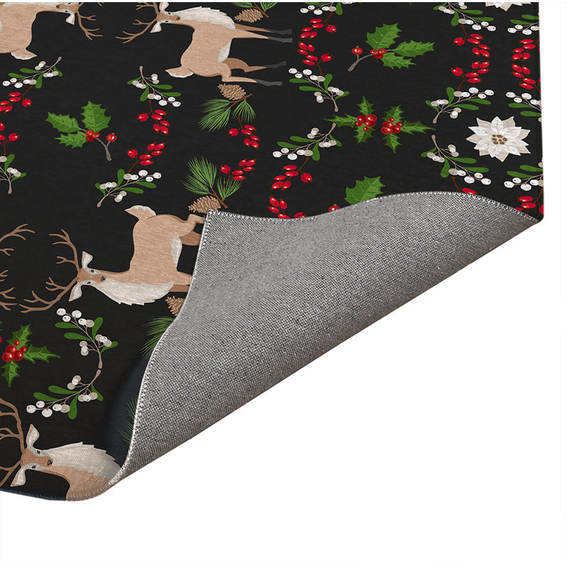 Paillasson d'intérieur Botanical Deer, Gris anthracite, L 60 po x L 84 po