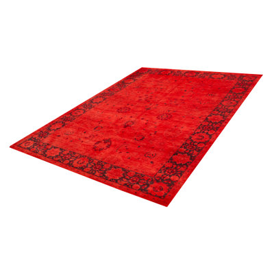 Tapis rouge unique noué à la main 10 pi 2 po x 13 pi 5 po