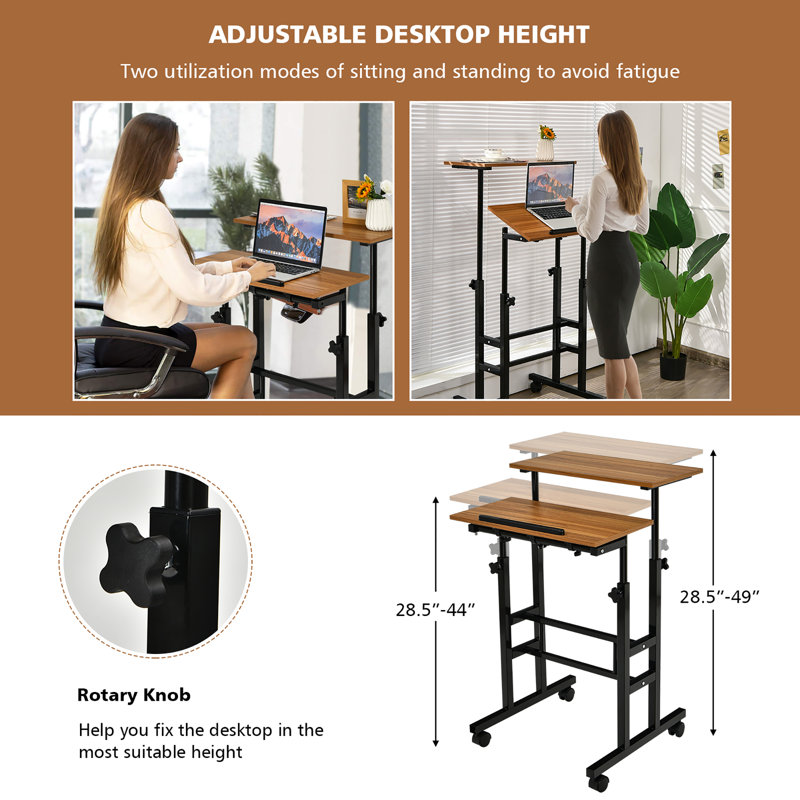 Adjustable Standing Desk, Walnut/Black