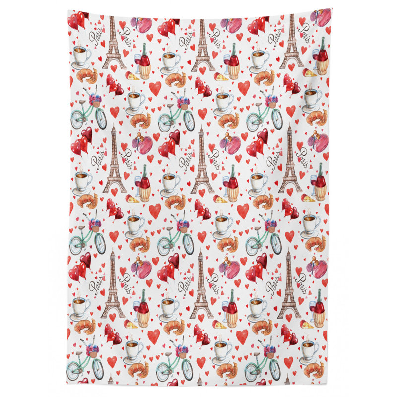 Geometric Valentine's Day Tablecloth, 84" L x 60" W