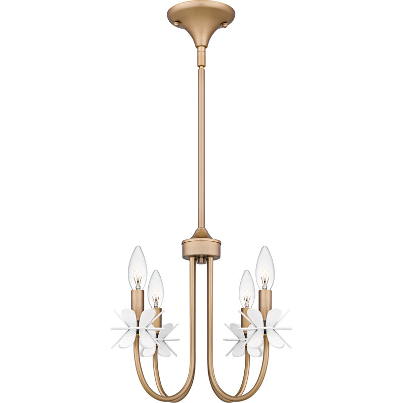 Lustre en bronze doré Moulden, H 12,75 po x l 16 po x P 16 po, 4 lumières