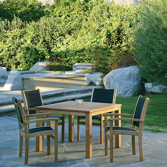St. Tropez Stacking Teak Patio Dining Chair, Slate