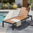Jolie Outdoor Acacia Wood Chaise Lounge with 6-Position Adjustable Backrest & Steel Frame-129155626