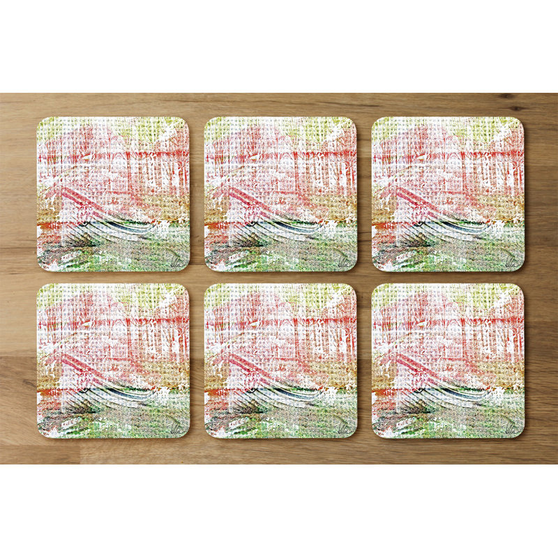 Square 6 Piece Coaster Set, Green