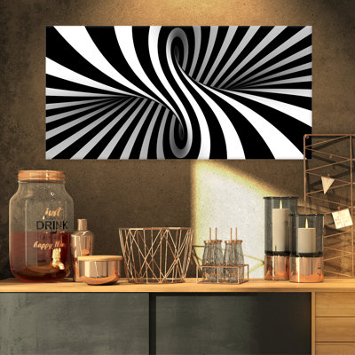 Noir et blanc en spirale - Art mural numérique en métal