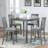 5 Piece Dining Table Set, Wooden Dining Square Table Set for 4, Counter Height Kitchen Table Set with Square Table and 4 Upholstered Chairs for Small Space, Grey