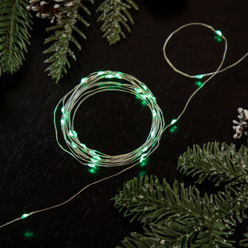20 Battery Operated LED Micro Fairy Lights, Green