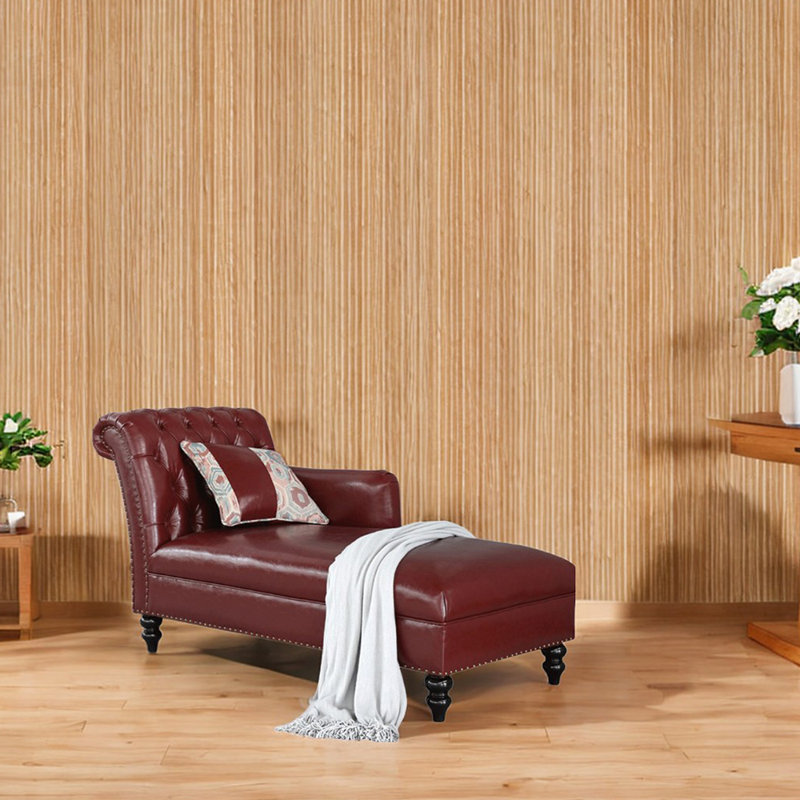 Chaise longue rembourrée Tidus, Accoudoir à gauche (vu de face), Rouge datte