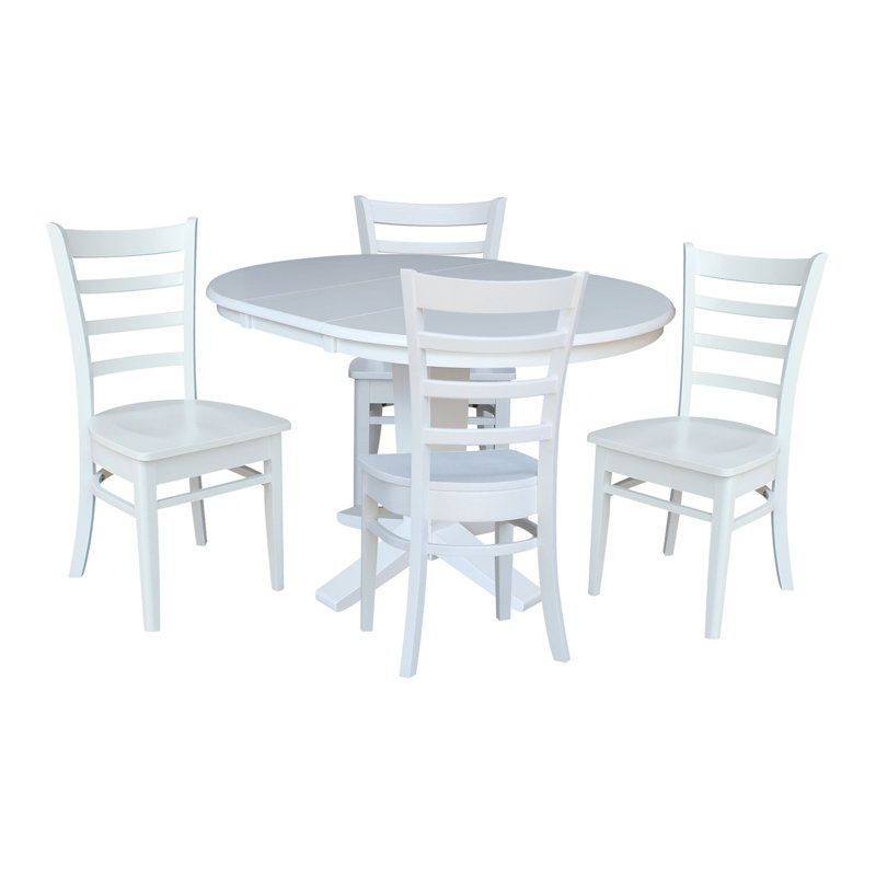 Ensemble de salle à manger extensible Pataconk, 5, Blanc / Blanc