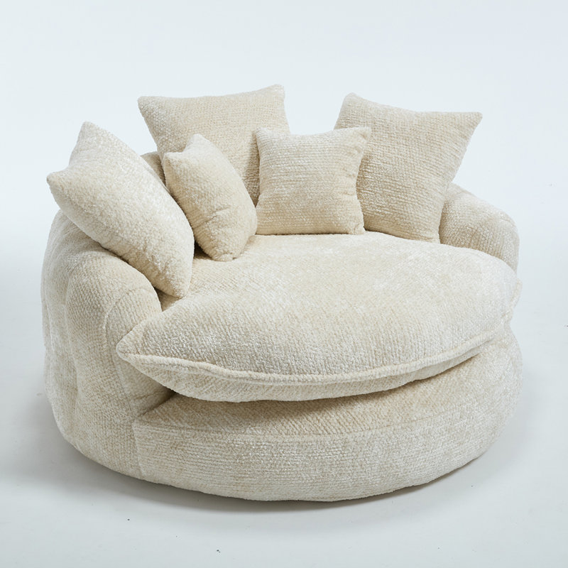 Fauteuil rond surdimensionné de 55 pouces, Beige