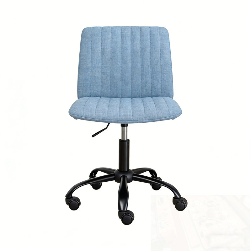 Chaise de bureau pivotante sans accoudoirs avec base en métal, Bleu