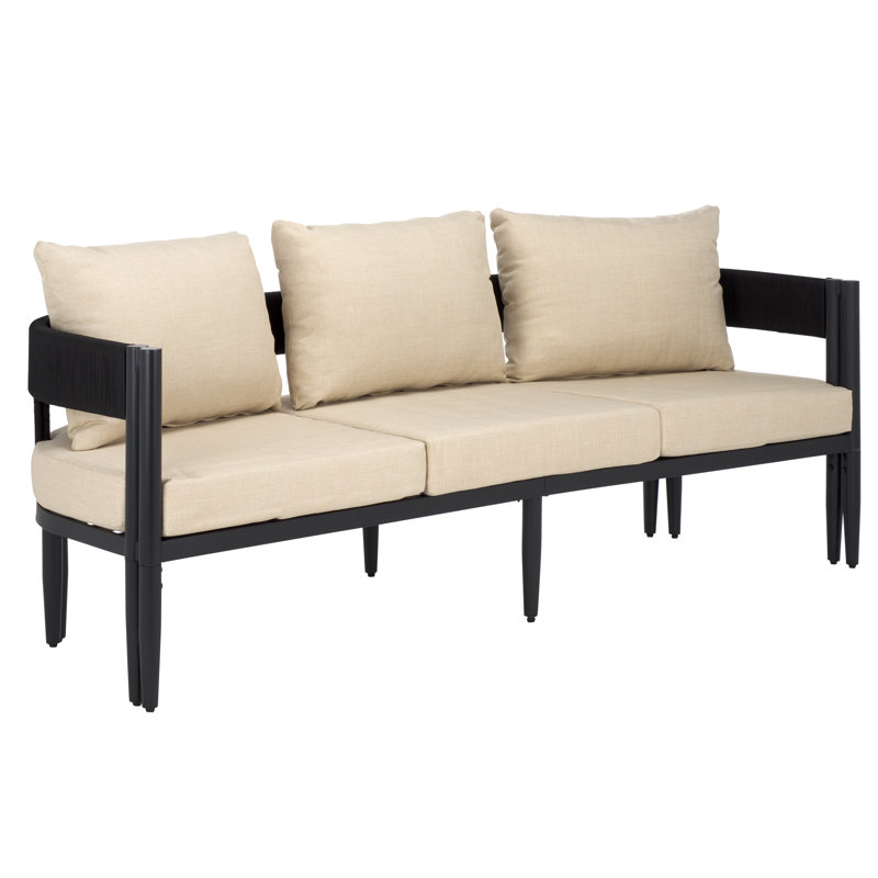 Viola 77.56'' Metal Outdoor Patio Sofa, Taupe