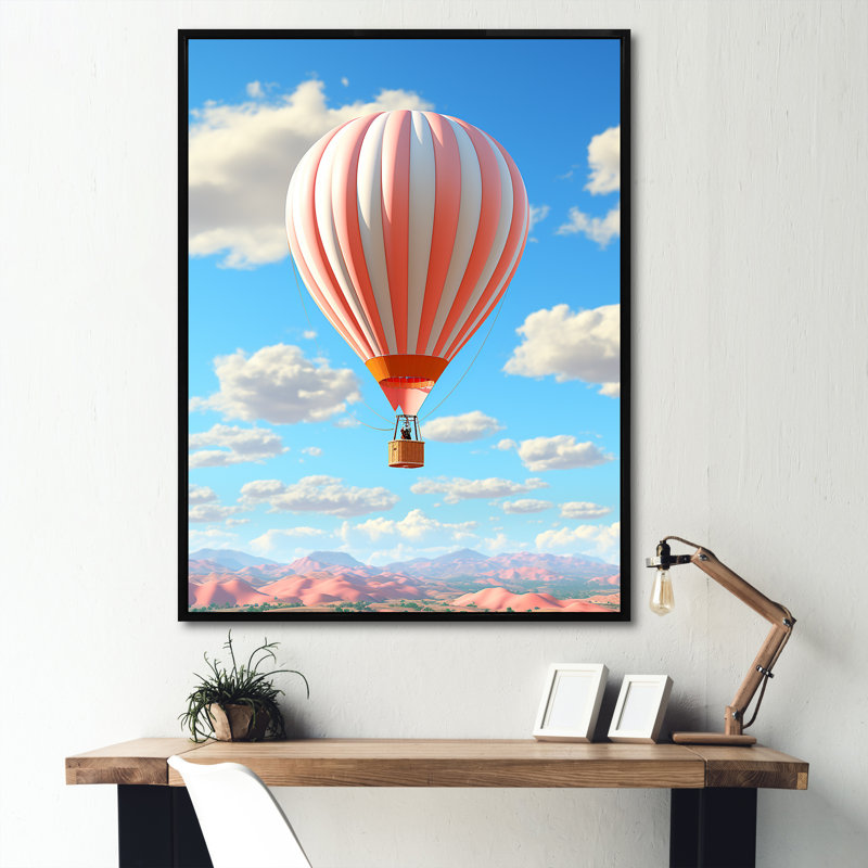 Vol en montgolfière et fantaisie, Cadre flottant noir, H 40 po x l 30 po x P 1,5 po