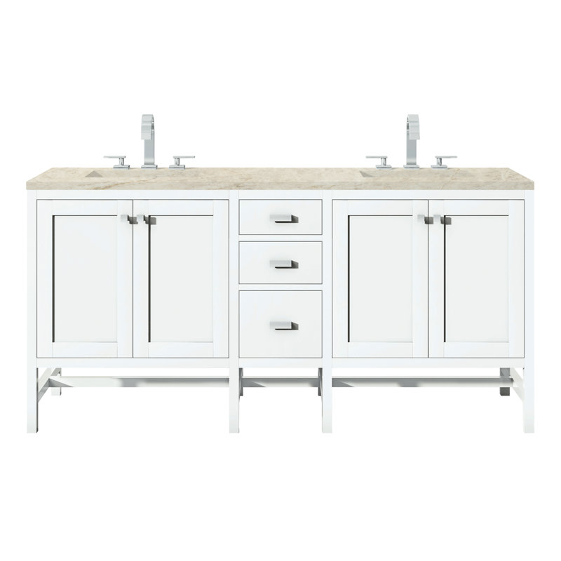 Addison 72'' W Double Vanity, Glossy White, 8" Widespread, Tajnar Eclos