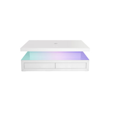 Delphi 47.2" Smart Coffee Table With Wireless Charging, Bluetooth Speaker, Rgb Led Lighting, Storage Drawer & Modern White Finish