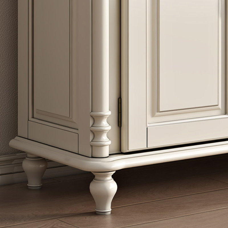 White Solid Wood Shoe Storage Bench
