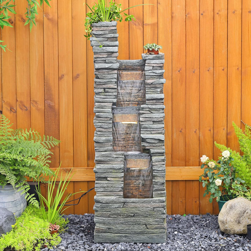Chaselyn Hand Crafted Weather Resistant Floor Fountain with Light