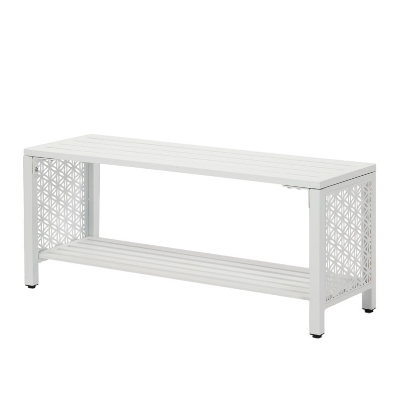 Banc de rangement en métal 39 po, Blanc