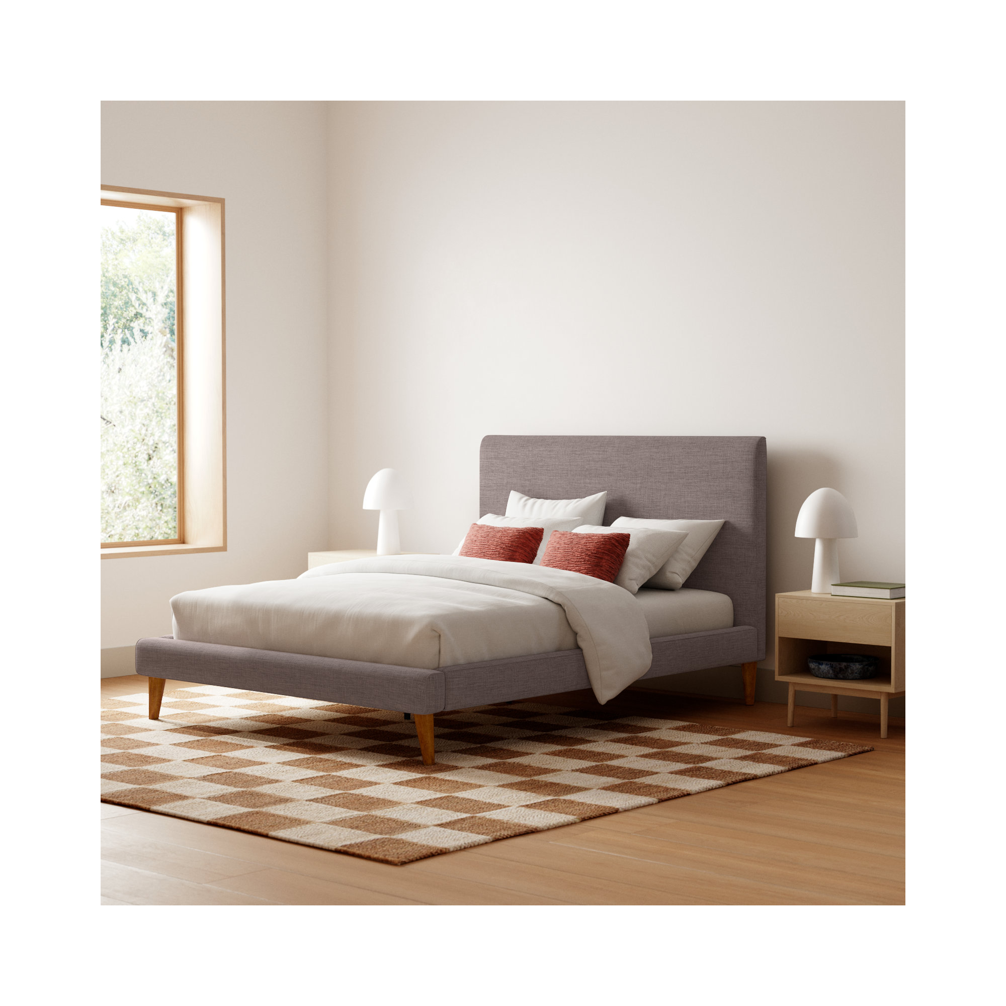 Williams Upholstered Bed, Queen, Dark Gray Linen