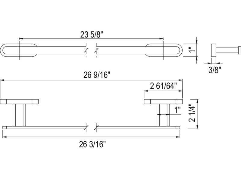 Miscelo™ 24" Towel Bar, 1" H x 26.56" W x 2.25" D, Satin Nickel