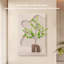 Art mural en grès crème crème irrégulier avec vase en bois arqué et verdure artificielle pour entrée-2041586519