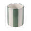 Organisateur de bureau décoratif rayé en céramique avec bordure festonnée - Mignon rangement pour accessoires de bureau dans la chambre à coucher, la cuisine ou la salle de bain - 4 po, vert et ivoire-1011377021