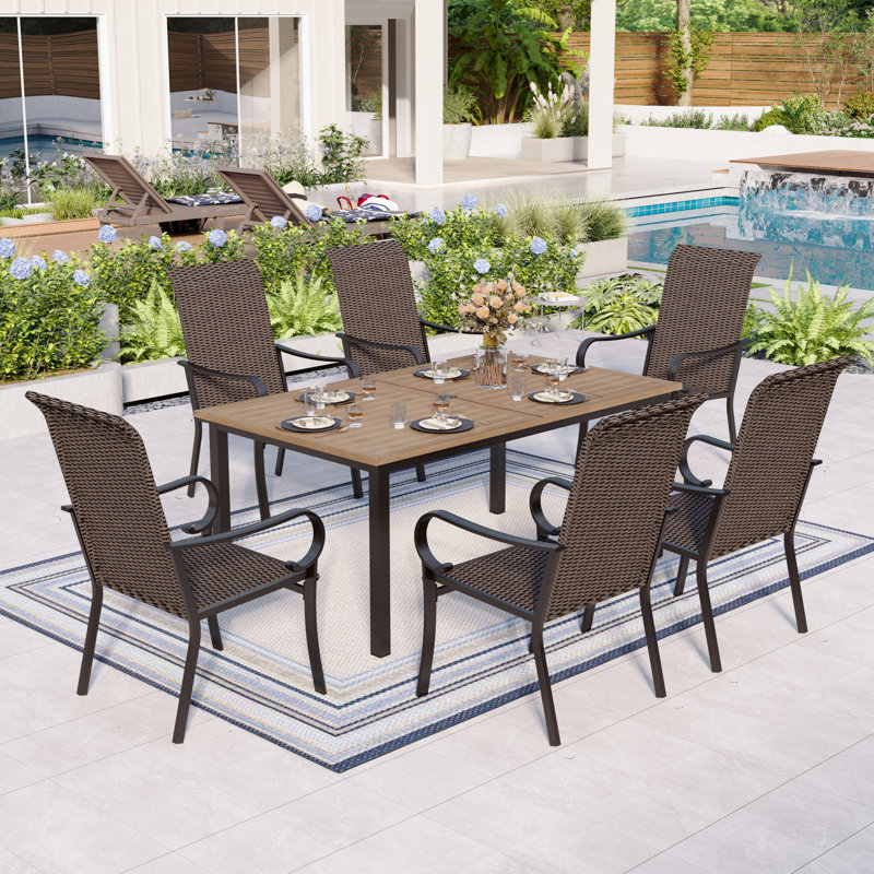 Argyri 6 - Person Patio Dining Set with Extendable Rectangular Table