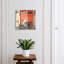 Decorative key box for wall, Opens to the left, 30x30x5, Black, Red door with a painting and a motorcycle, 