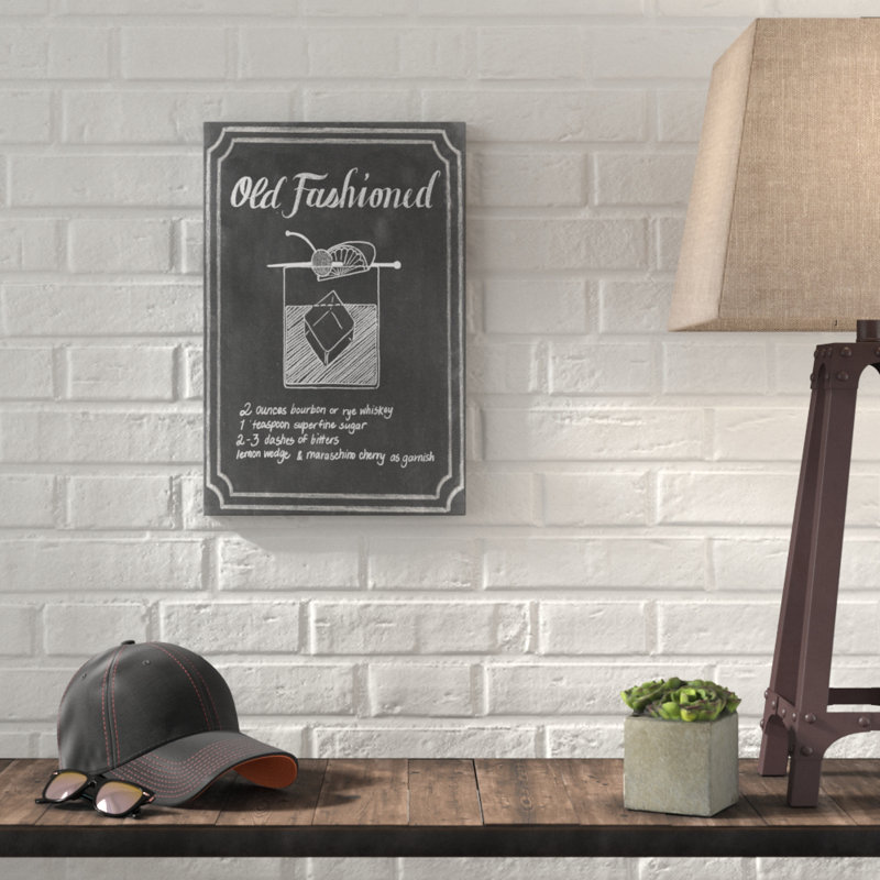 «Chalkboard Cocktail I», reproduction de dessin sur toile tendue, H 24 po x l 16 po x P 1,5 po