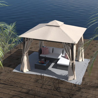 Pavillon de jardin permanent en métal L 10 pi. D Pavillon de jardin en acier
