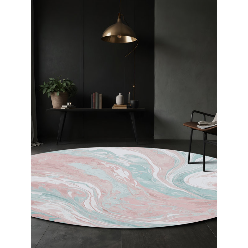 Tapis gris lavable à la machine, Rond 5 pi
