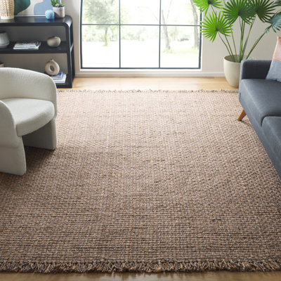 Tapis gris en jute / laine tissée à la main Krenzke