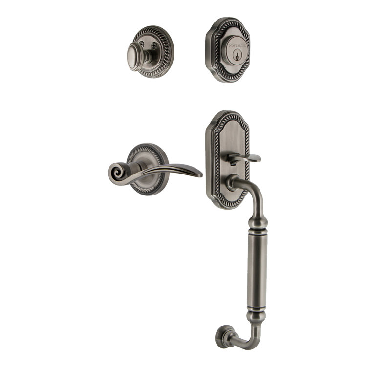 Nostalgic Warehouse Rope Rosette C Grip Handleset with Single Cylinder Deadbolt and Swan Lever