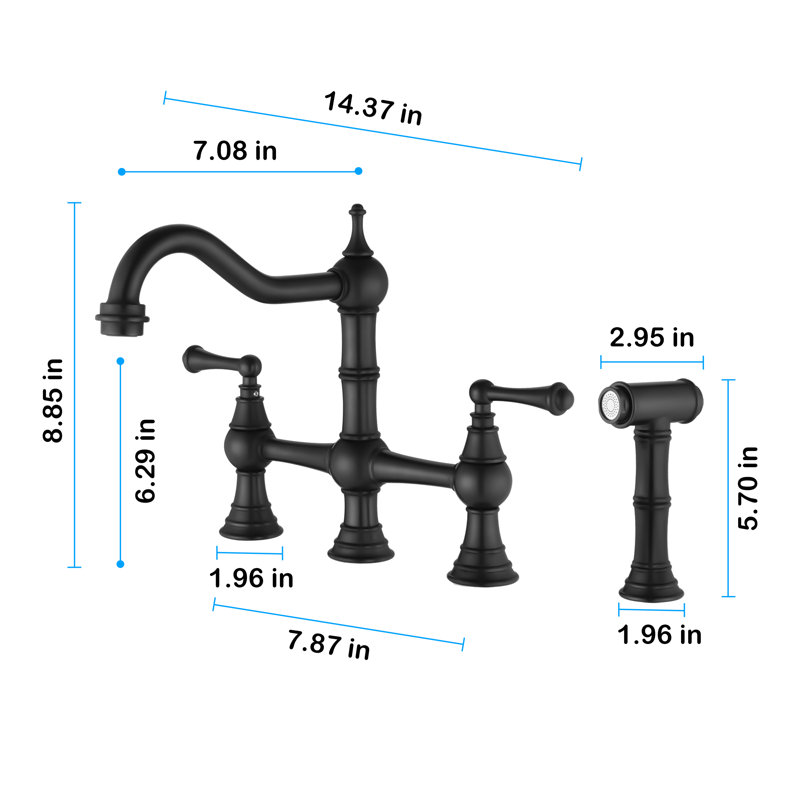 Dilon Kitchen Faucet with Side Spray, Matte Black