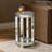 Amla 22'' Tall Mirrored Round Frame End Table with Storage