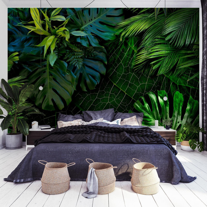 Adhésif mural jungle noire Afraa, L 27 po x l 39 po