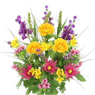 2 Pcs Look Real Artificial Flowers For Outdoors, Realistic Fake Artificial Hanging Flowers For Outdoors UV Resistant Silk Faux Hanging Plants Flowers For Porch Patio Garden