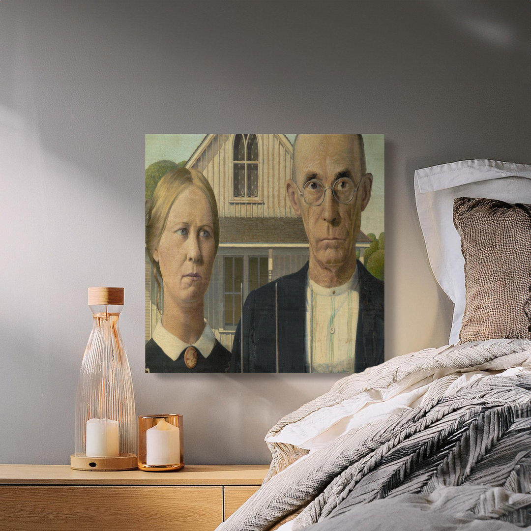 American Gothic Canvas Wall Art, Grant Wood Painting Print, Gallery Wrapped Canvas, Ready to Hang, Modern decor, Archival Quality