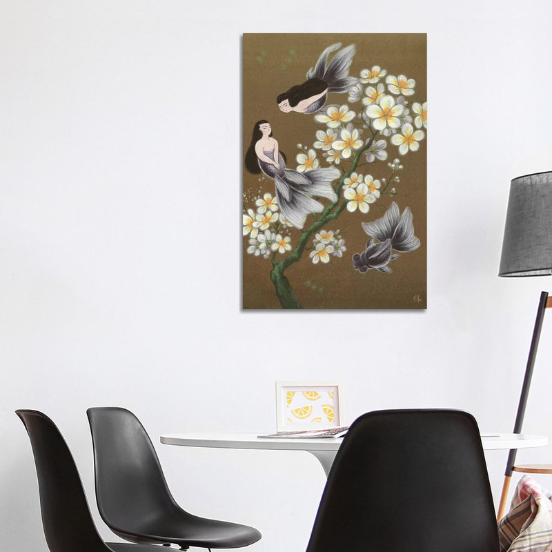 Goldfish Mermaids - Winter Plum Blossoms by Martin Hsu - Painting on Canvas, Wrapped Canvas