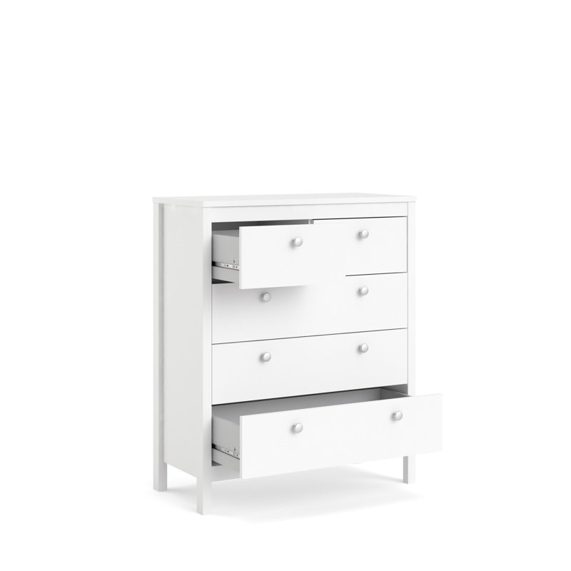 Besiana 82.1 cm W Chest of 5 Drawers, White