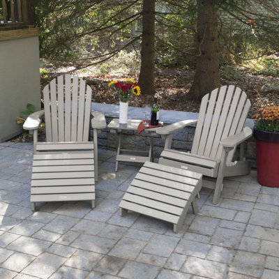 Anette Plastic/Resin Folding Adirondack Chair with Ottoman/Table