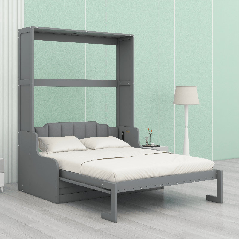 Murphy Bed With Cushion, Gray