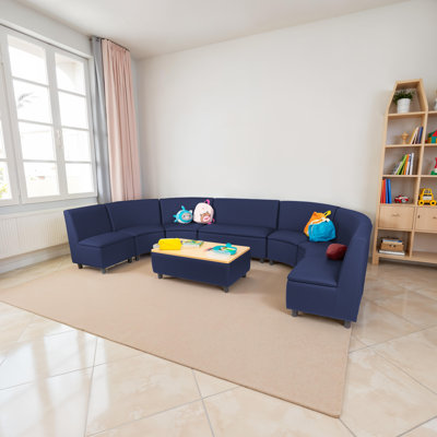 Ensemble 5 pièces de sièges collectifs courbés modulaires pour enfants avec table basse Kid Comfort