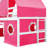 Twin Pink Loft Bed With Slide And Tower - Solid Wood , Three Installation Methods, Playhouse Atmosphere Size Pine Window Bed, Space Saving Solution